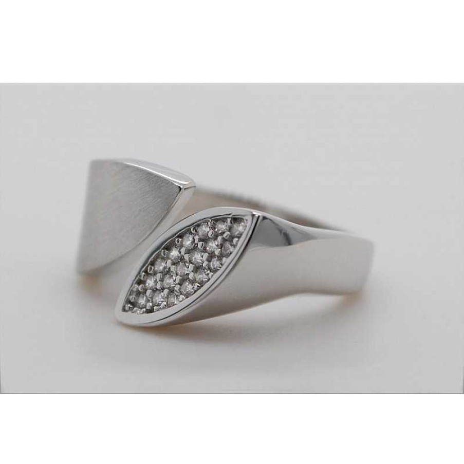 Ringe CH.ABRAMOWICZ | Designer Ring Silber 925 18 Wei E Zirkonia Krappengefasst Mattiert