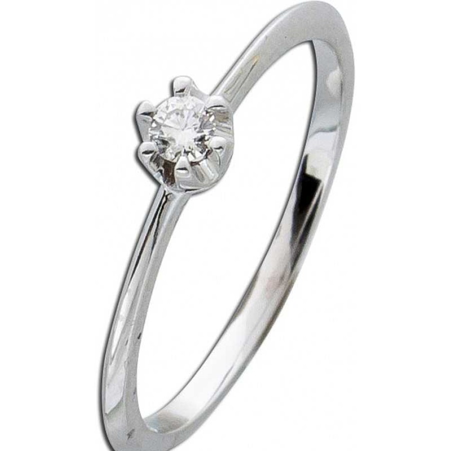 Ringe CH.ABRAMOWICZ | Solit Rring Wei Gold 585 1 Brillant 0,10Ct W/Si Krappenfassung