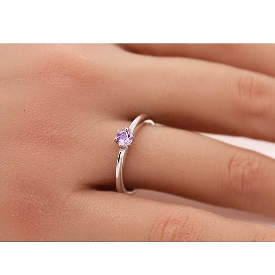 Ringe CH.ABRAMOWICZ | Solit Rring Silber 925 Lila Amethyst Edelstein 0,30Ct. Brillantschliff