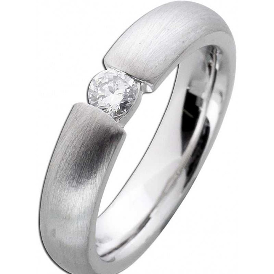 Ringe CH.ABRAMOWICZ | Verlobungsring Platin950 1Brillant 0,25Ct W/Si Spannringoptik Mattiert