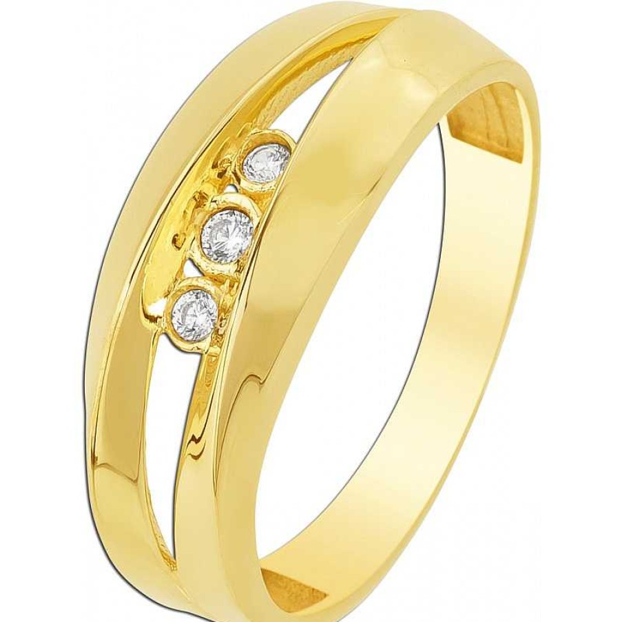 Ringe CH.ABRAMOWICZ | Ring In Gelbgold 333 8 Karat 3 Zirkonia Zargen Gefasst