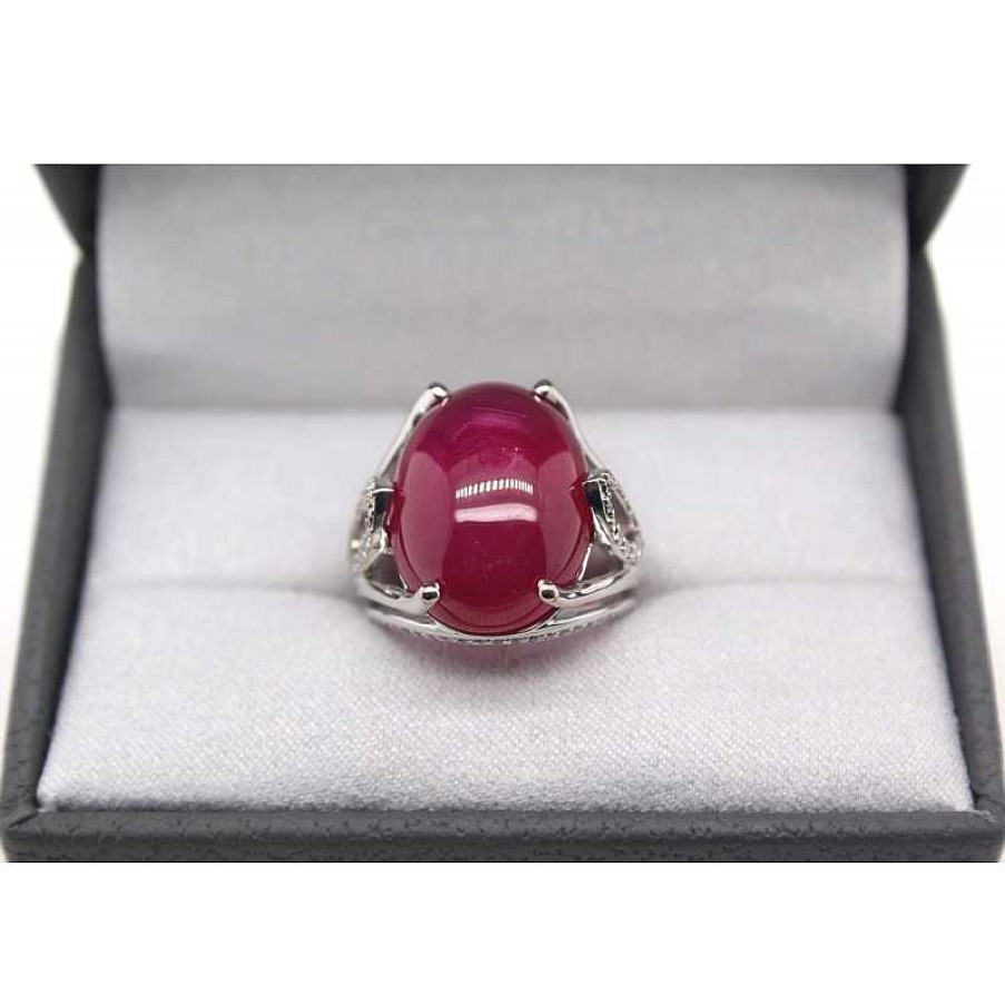 Ringe CH.ABRAMOWICZ | Rubinring Wei Gold 750 Rot Rubin 27,61Ct 86 Brillanten 0,32Ct Tw/Vs