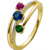 Ringe CH.ABRAMOWICZ | Ring Gelbgold 585 1 Smaragd 1 Rubin 1 Saphir 20 Brillanten