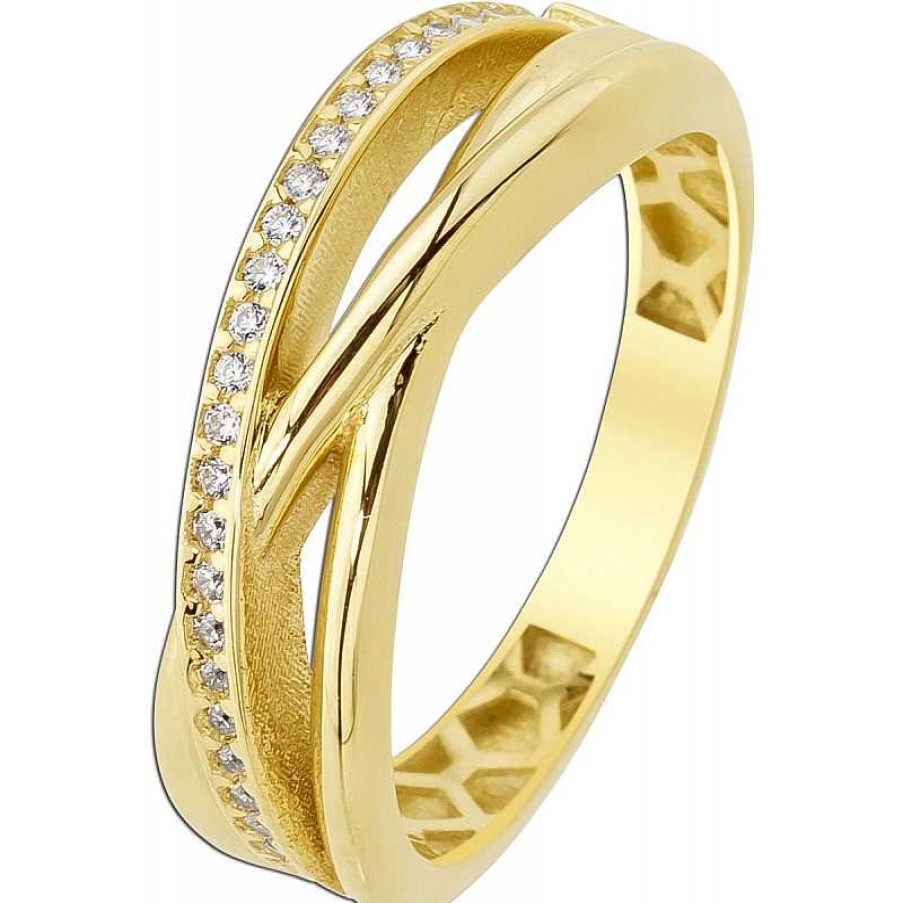 Ringe CH.ABRAMOWICZ | Ring Gelbgold 333 Trinity Optik Brillantlook Wei E Zirkonia