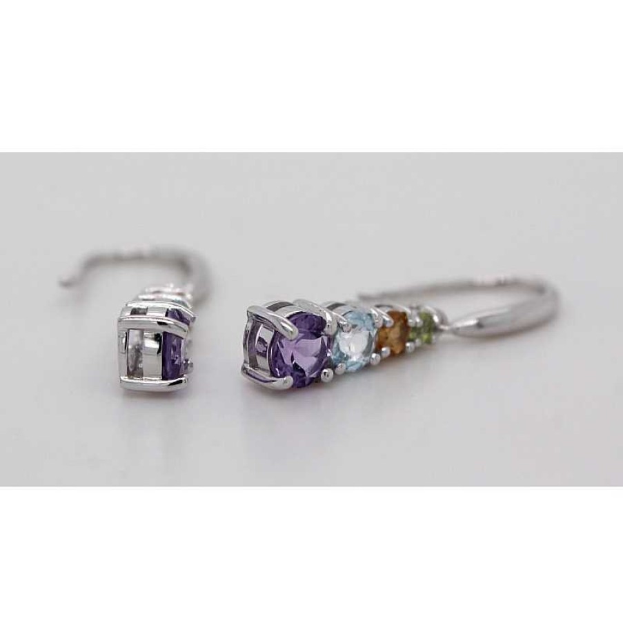 Ohrringe CH.ABRAMOWICZ | Orh Nger Silber925 1 Amethyst 1 Citrin 1 Peridot 1 Blautopas Poliert