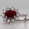 Ohrringe CH.ABRAMOWICZ | Creolen Wei Gold585 2 Rote Rubin Edelsteine 20 Diamanten 0,20Ct W/Si