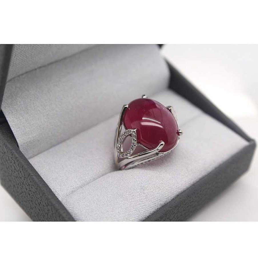 Ringe CH.ABRAMOWICZ | Rubinring Wei Gold 750 Rot Rubin 27,61Ct 86 Brillanten 0,32Ct Tw/Vs