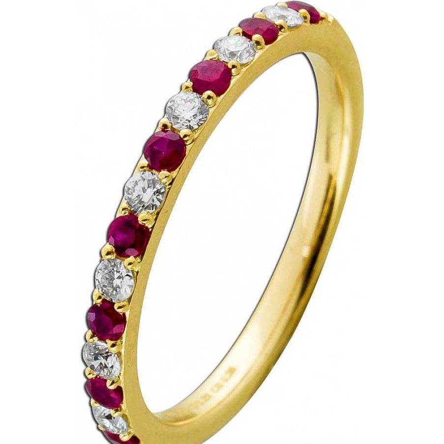 Ringe CH.ABRAMOWICZ | Rubin Memoire Ring Gelbgold 14 Karat 8 Rubine 7 Brillanten 0,23Ct.