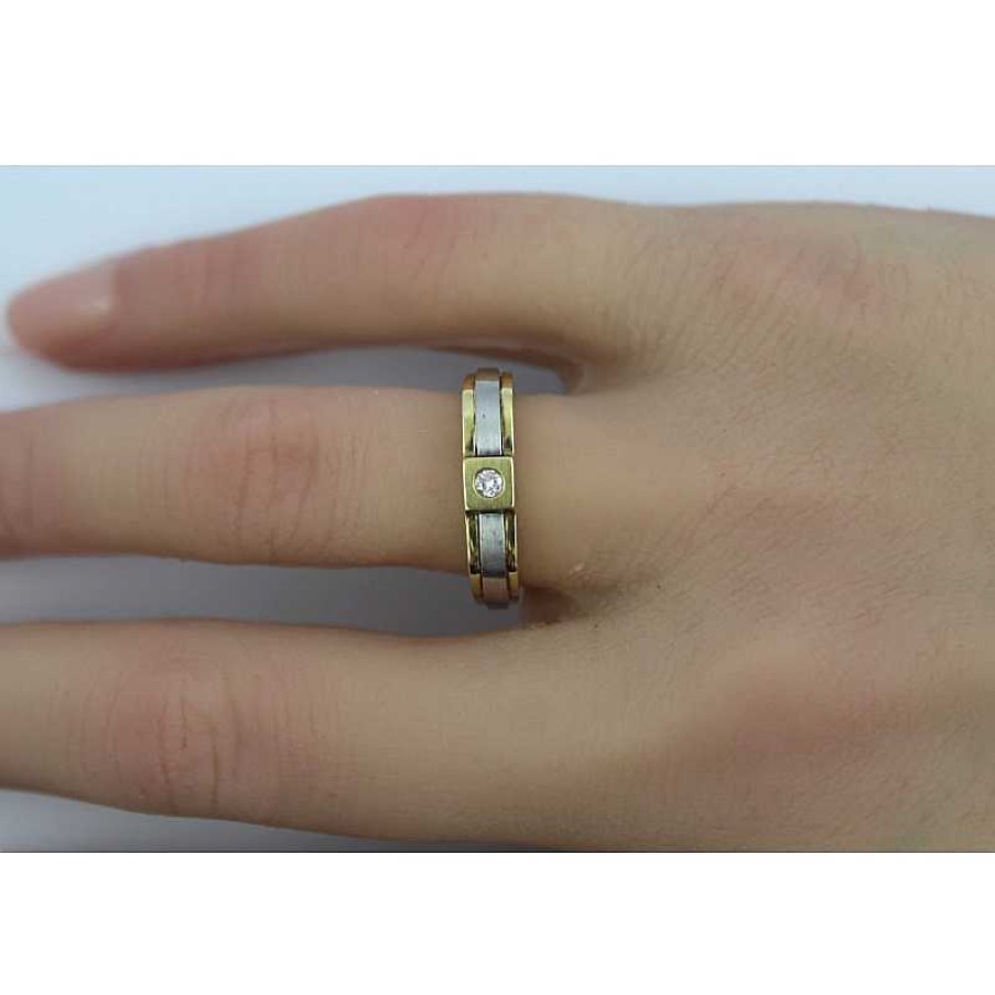 Ringe CH.ABRAMOWICZ | Brillantring Gelb-Wei Gold 585 Brillant 0,04Ct. Carree Fassung