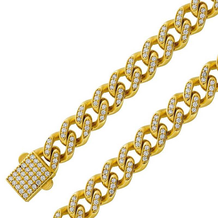 Armband CH.ABRAMOWICZ | Panzerarmband Gelbgold 585 Cuban Link Chain Zirkonia Krappengefasst