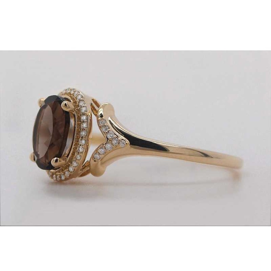 Ringe CH.ABRAMOWICZ | Edelsteinring Gelbgold 585 1 Rauchquarz 48 Diamanten