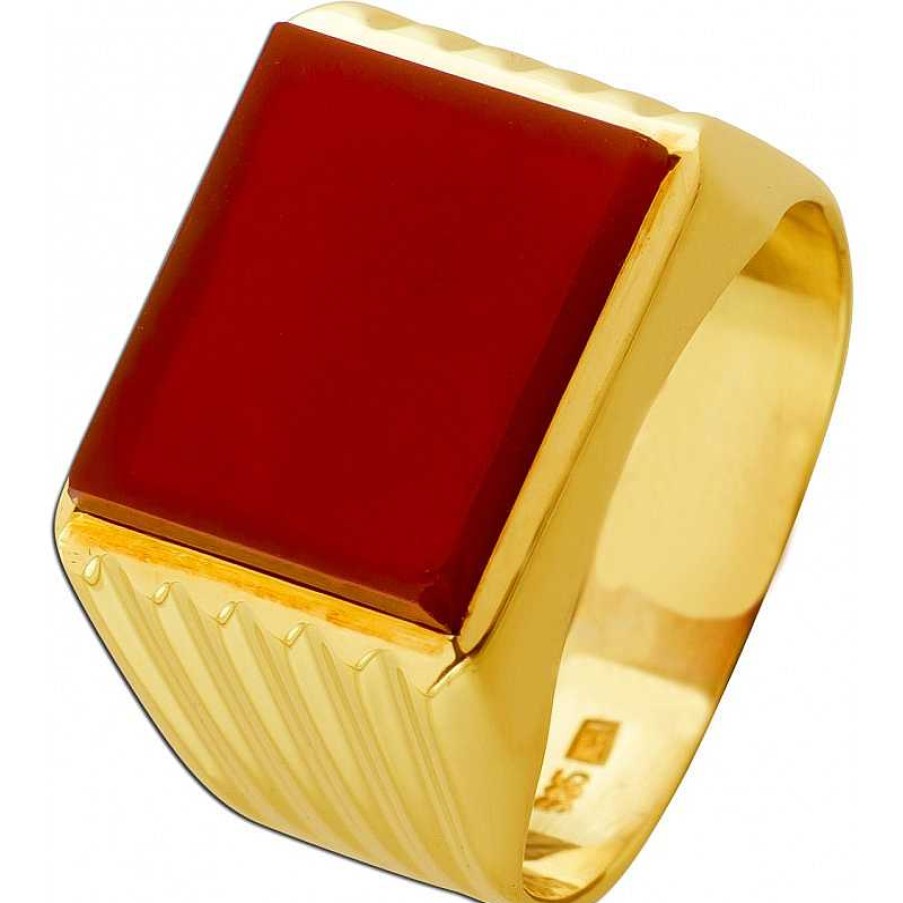 Ringe CH.ABRAMOWICZ | Herrenring Gelbgold 585 Rot Rostbrauner Karneol Edelstein 5.60Ct.