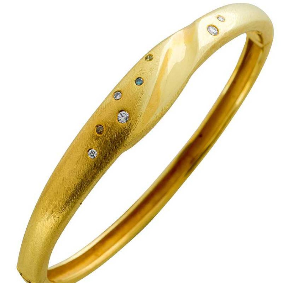 Armband CH.ABRAMOWICZ | Armreif Gelbgold 585 8 Bunte Diamanten 0,20Ct. Eismattiert