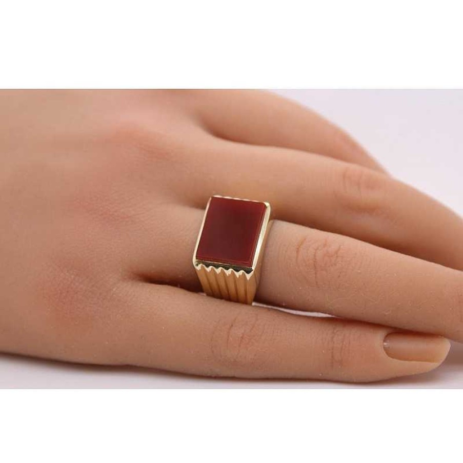 Ringe CH.ABRAMOWICZ | Herrenring Gelbgold 585 Rot Rostbrauner Karneol Edelstein 5.60Ct.