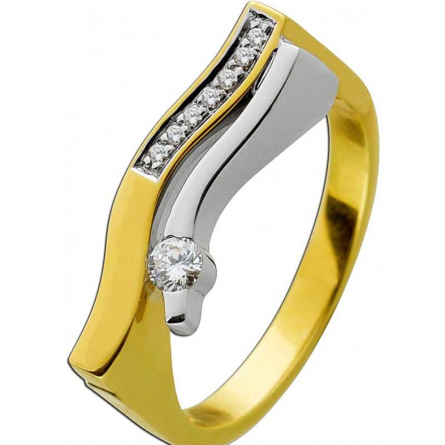 Ringe CH.ABRAMOWICZ | Brillantring Gelbgold Wei Gold 585 8 Brillanten 0,17Ct.Tw/Lupenrein