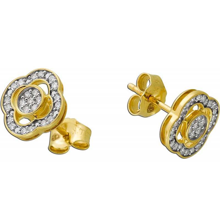 Ohrringe CH.ABRAMOWICZ | Bl Ten Designer Ohrstecker Gelbgold 585 52 Diamanten 0,159Ct.W/Si